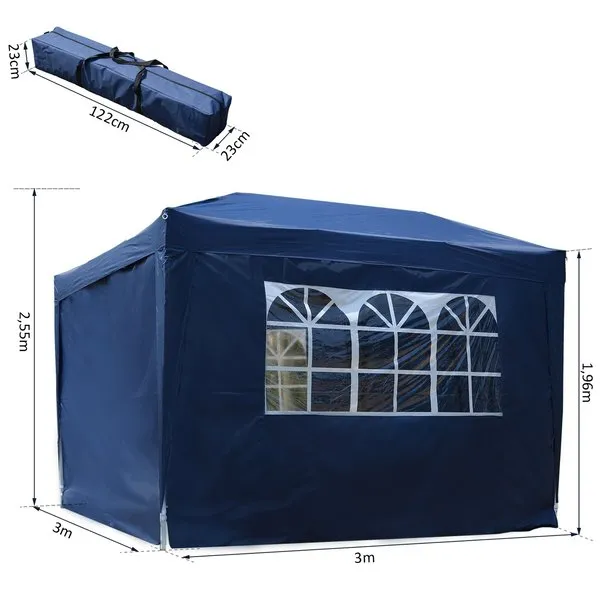 3 X 3m Pop-Up Gazebo Marquee - Blue