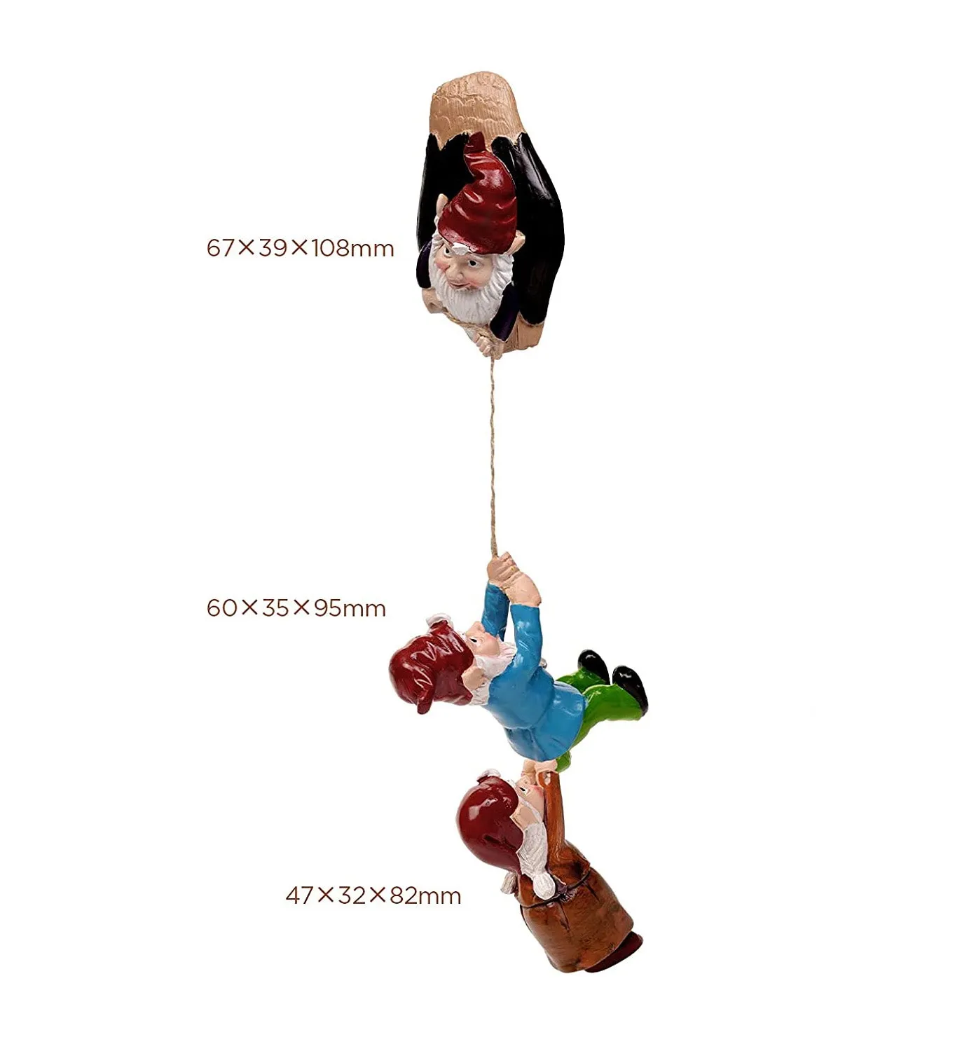 3pc Climbing Gnomes Tree Decor Outdoor Tree Sculpture