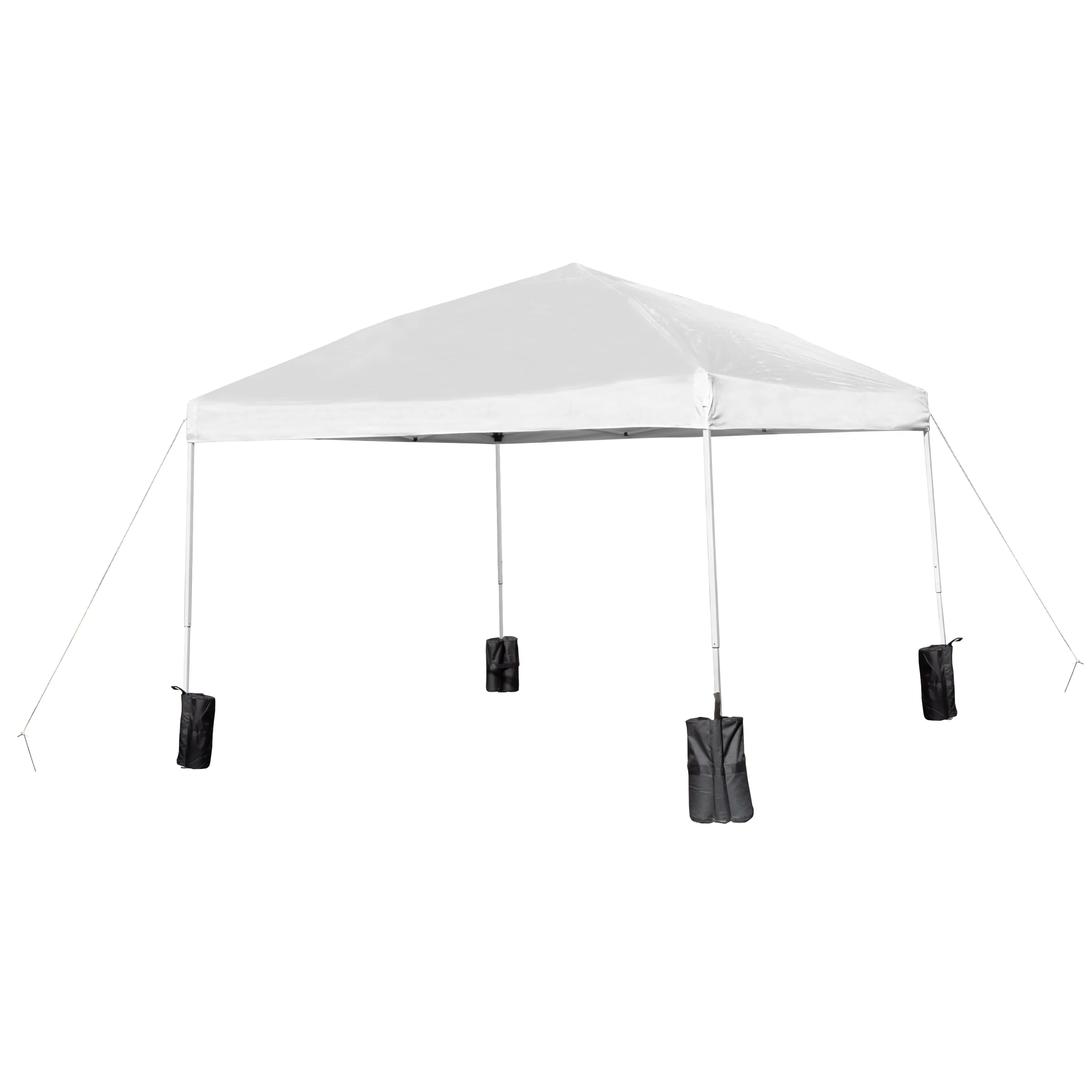 Allyson 10'x10' White Pop Up Event Straight Leg Canopy Tent w/Sandbags and Wheeled Case