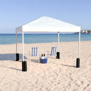 Allyson 10'x10' White Pop Up Event Straight Leg Canopy Tent w/Sandbags and Wheeled Case