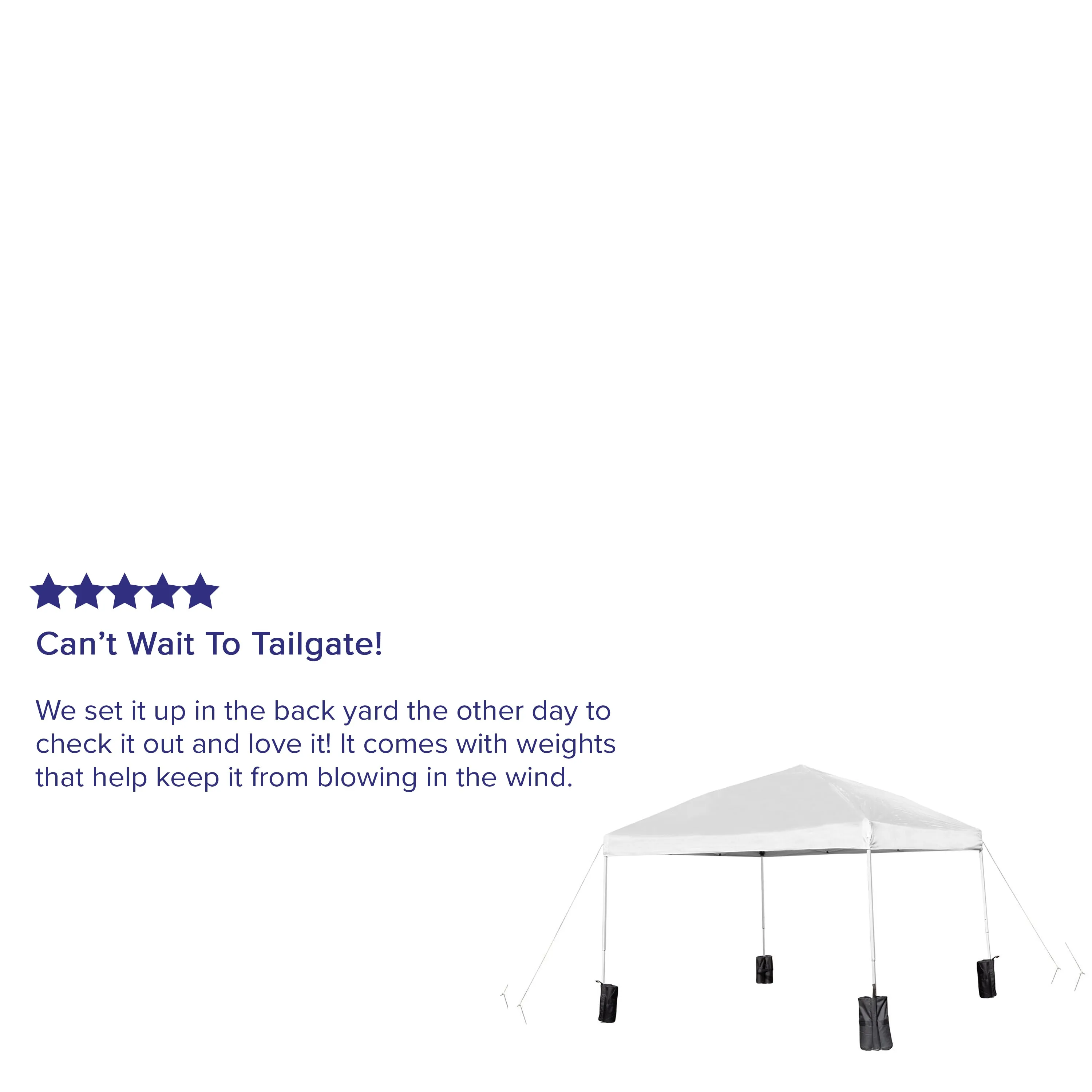 Allyson 10'x10' White Pop Up Event Straight Leg Canopy Tent w/Sandbags and Wheeled Case