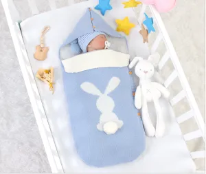 Baby Knitted Bunny Cartoon Swaddle Envelope Wrap Sleep Bags