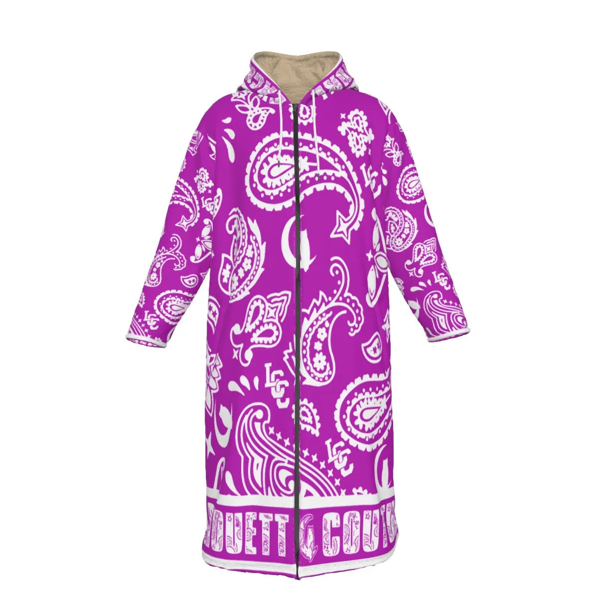 BANDANA PAISLEY GRAPES Unisex Long Fleece Zip Up Windbreaker