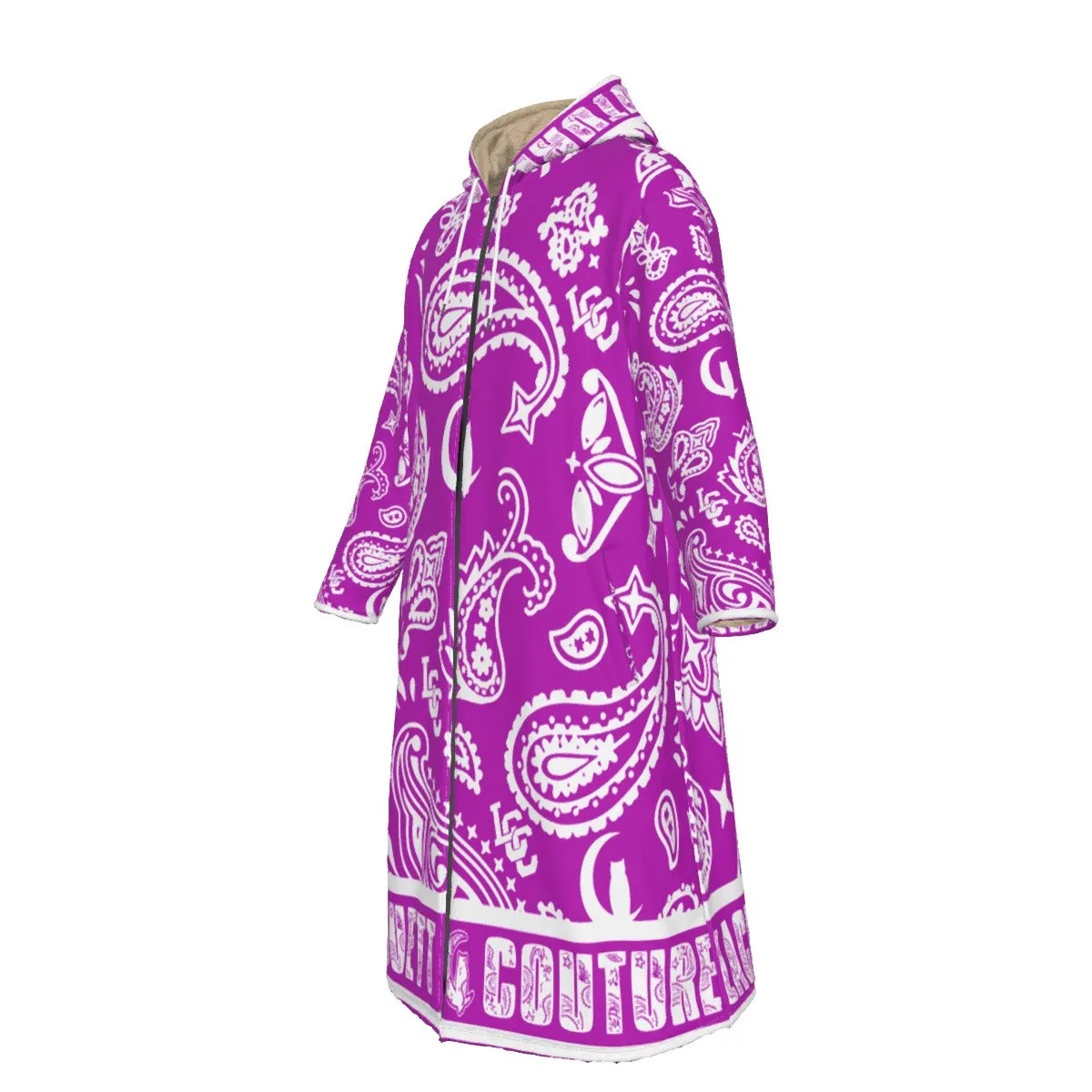 BANDANA PAISLEY GRAPES Unisex Long Fleece Zip Up Windbreaker