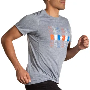 Brooks | Distance Short Sleeve 3.0 | Men's | Heather Ash/Run USA