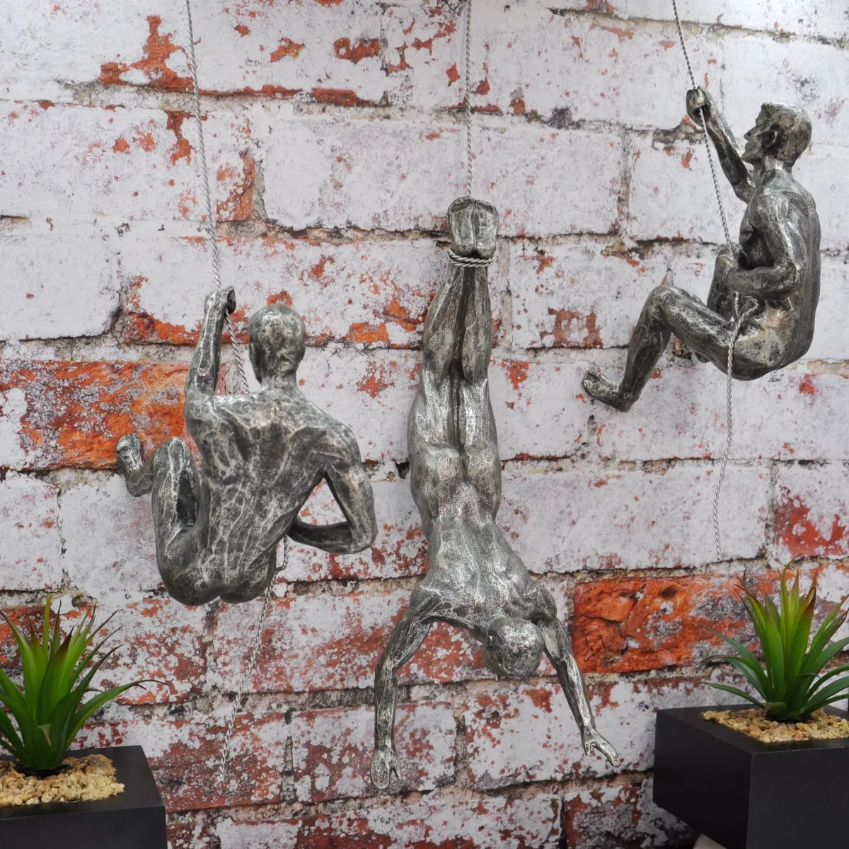 Climbing Men Trio - Silver Colour Wall Art