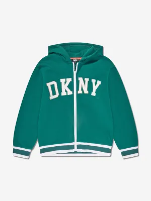 DKNY Boys Logo Zip Up Top in Green