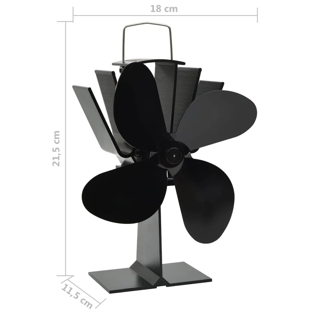 Heat Powered Stove Fan 4 Blades Black