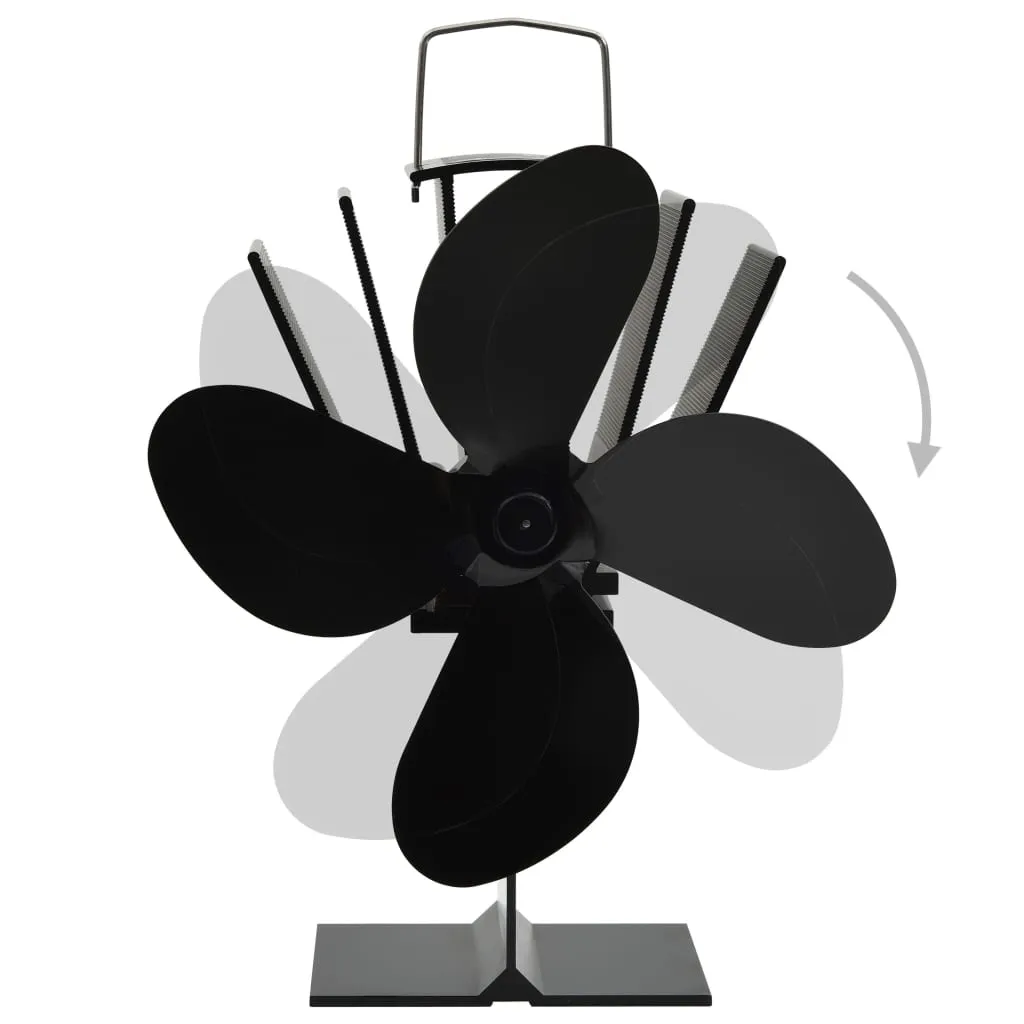 Heat Powered Stove Fan 4 Blades Black