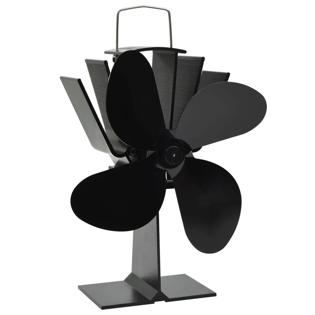 Heat Powered Stove Fan 4 Blades Black