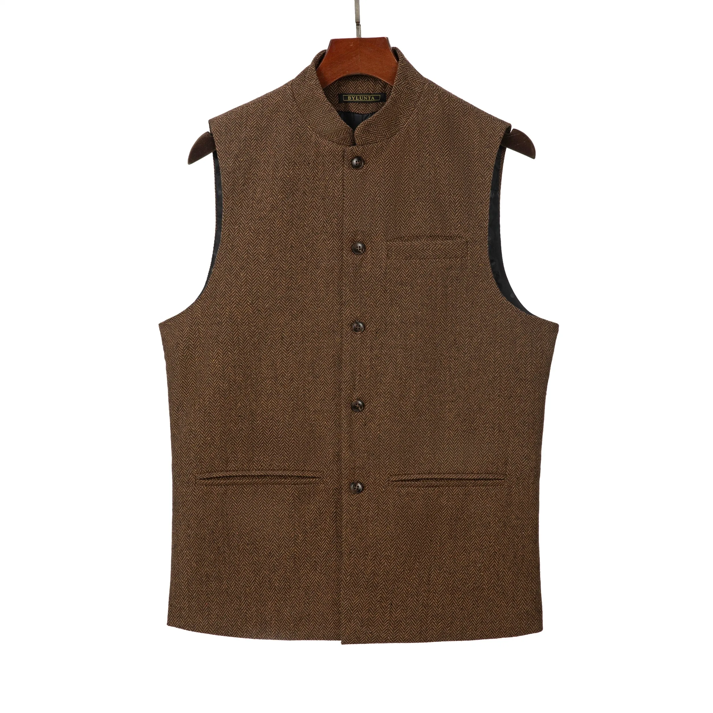 Men's Herringbone Stand Collar Formal Waistcoat