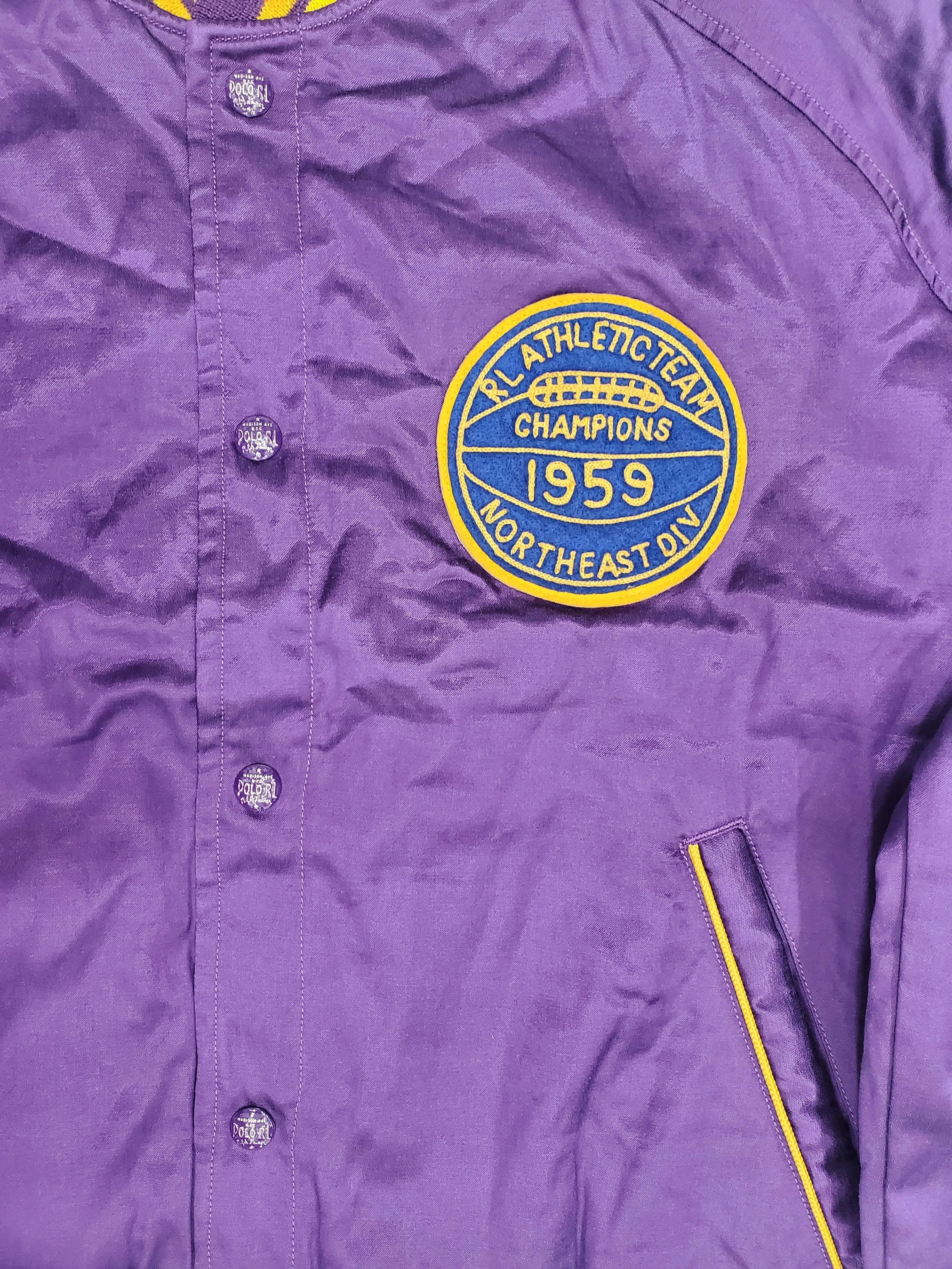 Nwt Polo Ralph Lauren Purple 1959 Athletics Team Northeast Champs Satin Jacket