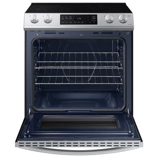 OPEN BOX Samsung 30 in Smooth Surface 5 Elements 6.3-cu ft Self-Cleaning Slide-in Smart Electric Range