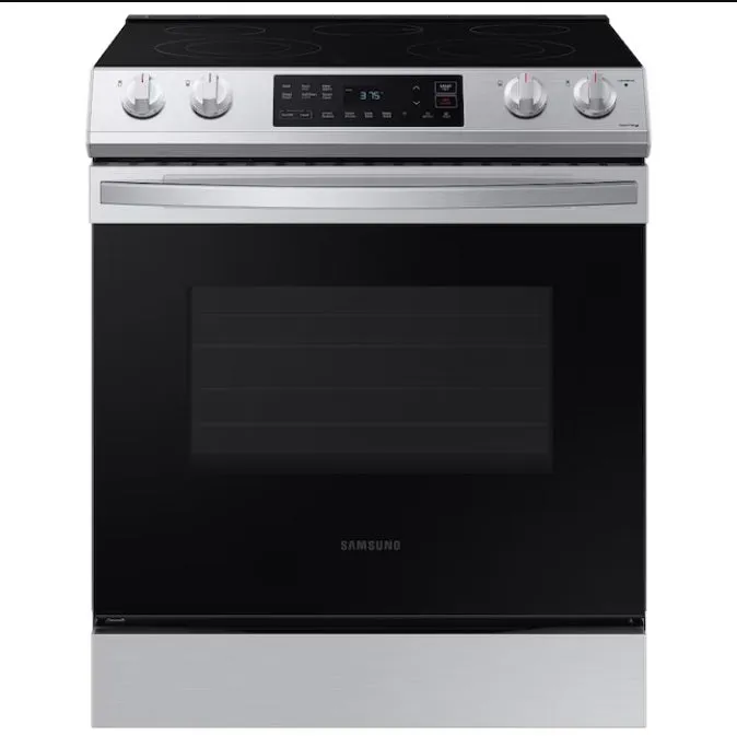 OPEN BOX Samsung 30 in Smooth Surface 5 Elements 6.3-cu ft Self-Cleaning Slide-in Smart Electric Range