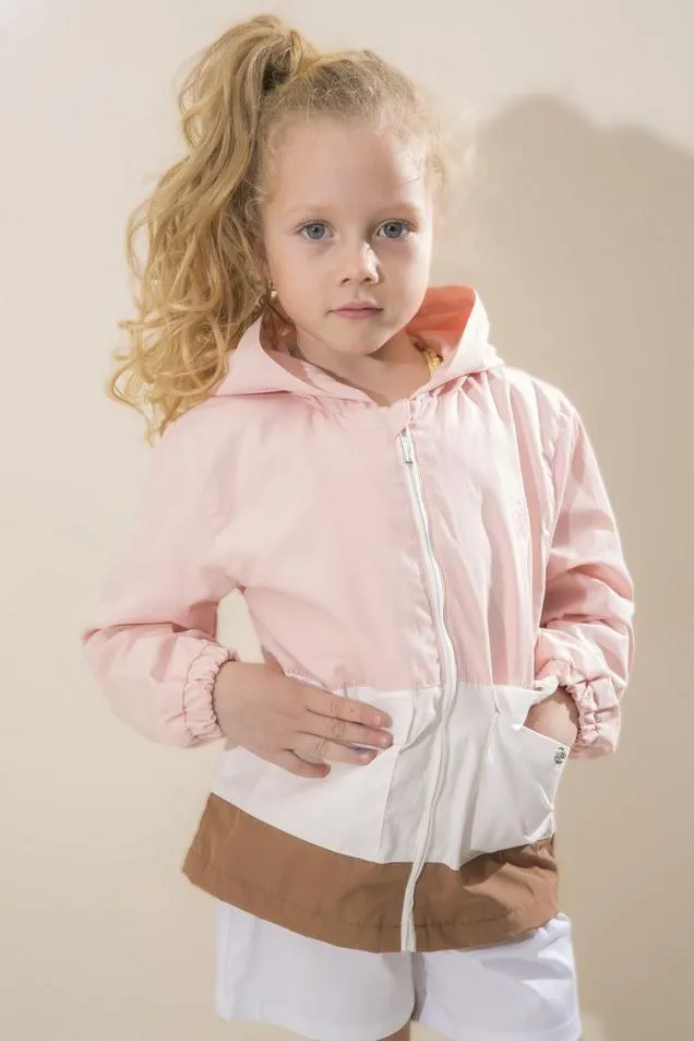 Pink Stripes Girls Windbreaker