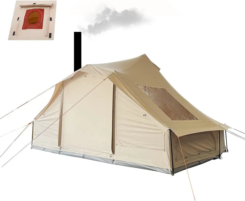 premium Waterproof 4 Season Extra Large Stargazer Wall Tent Cotton Canvas Teepee Bell Tent Yurts with Stove Hole for Outdoor Camping Hunting Windproof