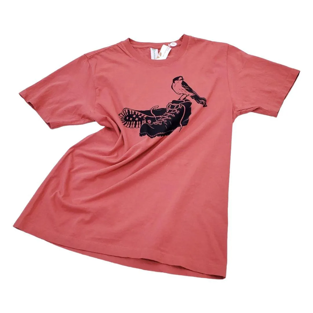 Short Sleeve - Hiking Boots Red Organic Tee by Uzura